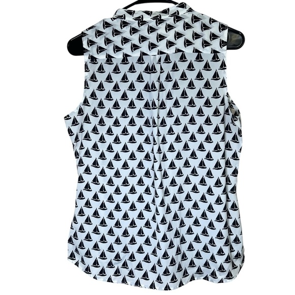 BANANA REPUBLIC Sailboat Nautical Sleeveless Button-Up Shirt Top Women’s Sz S - Picture 7 of 13